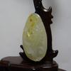 2.2" China Certified Nature Yellow Dragon Jade Happy Magpie and Ruyi Hand Carved Necklace Pendants 2365 view 3
