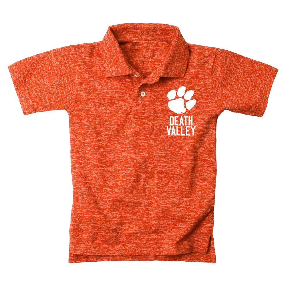 Wes and Willy Youth Boys/Girls Clemson Short Sleeve Polo Cloudy Yarn Large