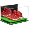 Better Display Cases Acrylic Extra Large Shoe Display Case for Basketball Shoe, Hightop, Soccer & Football Cleats with Mirror Case, Silver Risers and Turf Base 18 x 14 x 12 (A014/V60)