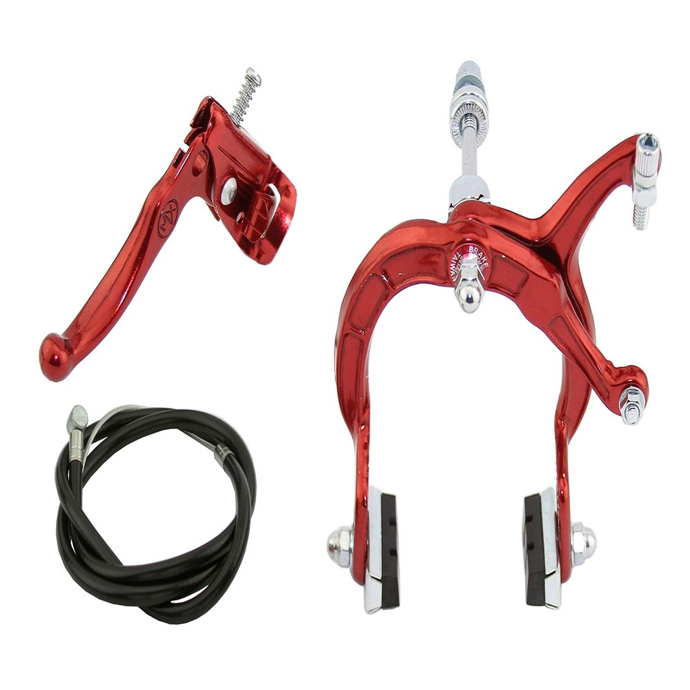 Alta Bicycle Alloy Classic MX Style Brake Set, Multiple Colors. (Red, Front)