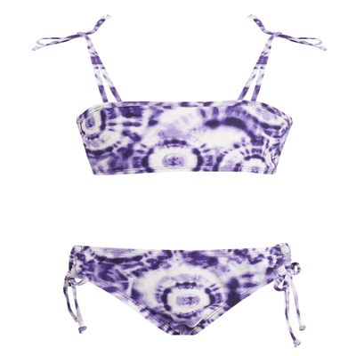 Kanu Surf Girls, Groovy Beach Sport Bandeau Bikini 2-Piece Swimsuit, Groovy Purple, 8