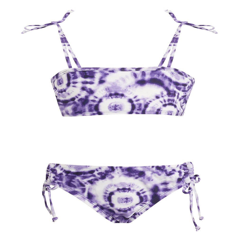 Kanu Surf Girls, Groovy Beach Sport Bandeau Bikini 2-Piece Swimsuit, Groovy Purple, 8