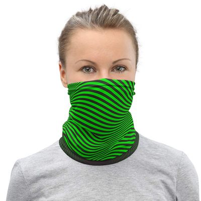 Psychedelic Illusion Green Abstract Design Breathable Washable Neck Gaiter