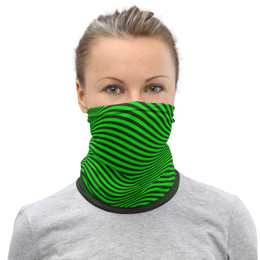 Psychedelic Illusion Green Abstract Design Breathable Washable Neck Gaiter