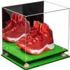 Better Display Cases Acrylic Extra Large Shoe Display Case for Basketball Shoe, Hightop, Soccer & Football Cleats with Mirror Case, Pink Risers and Turf Base 18 x 14 x 12 (A014/V60) view 1