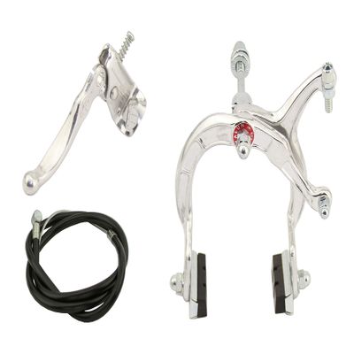 Alta Bicycle Alloy Classic MX Style Brake Set, Multiple Colors. (Chrome, Front)
