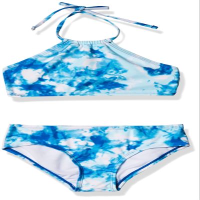 Kanu Surf Girls, Mahina UPF 50+ Beach Sport Halter Bikini 2-Piece Swimsuit, Seafoam Blue, 5