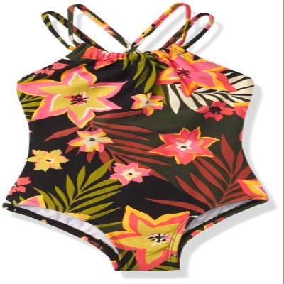 Kanu Surf Girls, Jasmine Beach Sport Halter One Piece Swimsuit, Coral Reef Black, 12