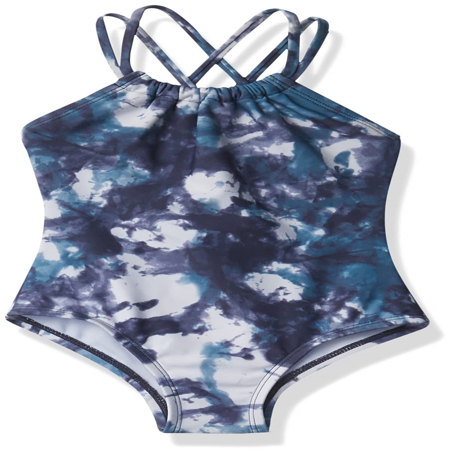 Kanu Surf Girls, Jasmine Beach Sport Halter One Piece Swimsuit, Seafoam Denim, 14