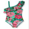 Kanu Surf girls Morgan Floral Ruffle 1-shoulder 1-piece One Piece Swimsuit, Flower Power Pink/Green, 4T US view 1