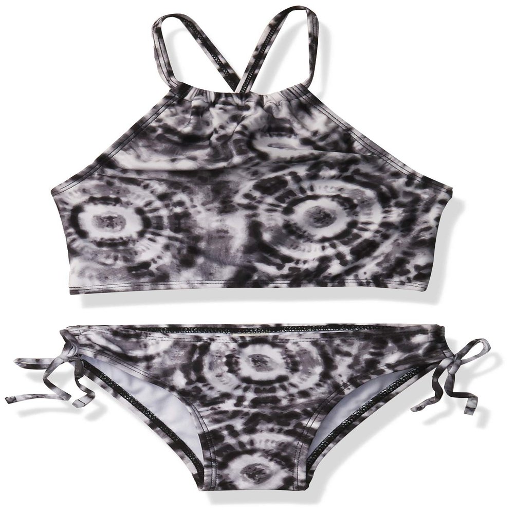Kanu Surf girls Daisy Upf 50+ Beach Sport Halter Tankini 2-piece Two Piece Swimsuit, Groovy Black, 10 US