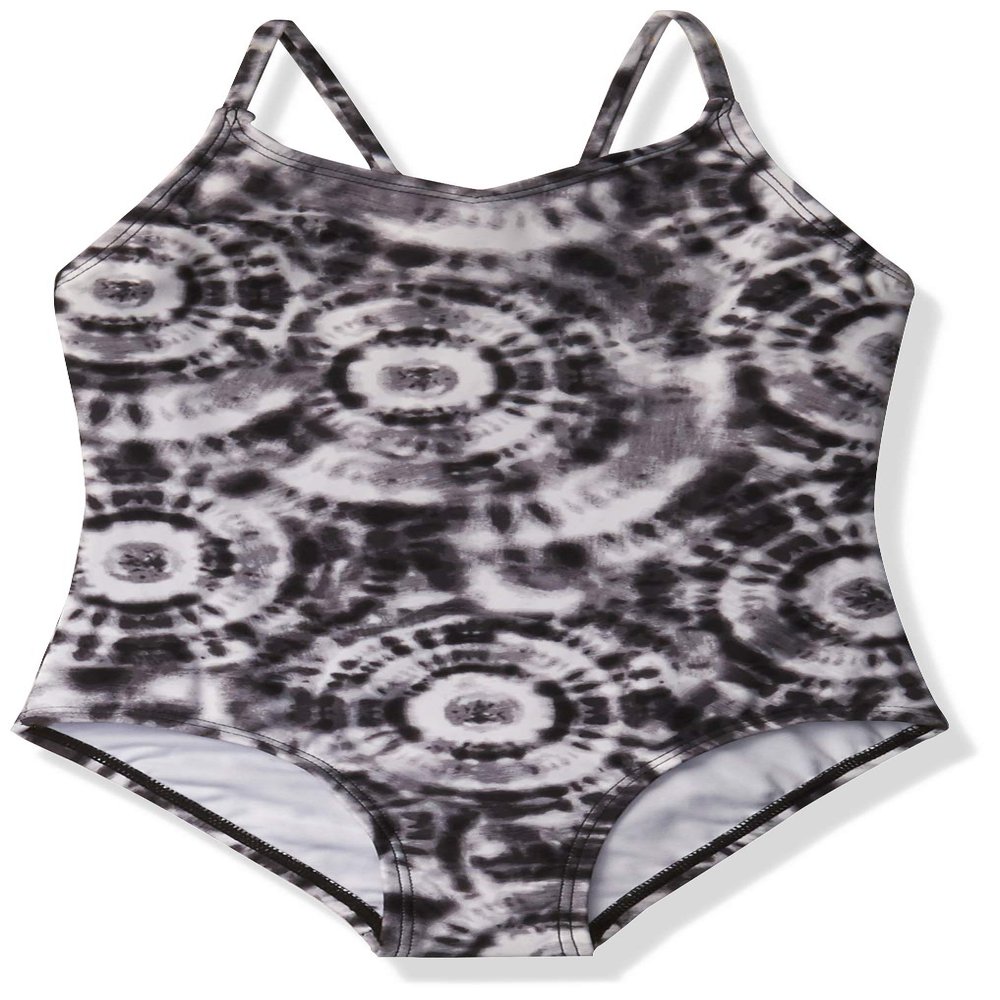Kanu Surf Girls' Daisy Beach Sport 1-Piece Swimsuit, Groovy Black, 7