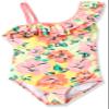 Kanu Surf Girls' Morgan Floral Ruffle 1-Shoulder 1-Piece Swimsuit, Flower Power Yellow, 6X view 1