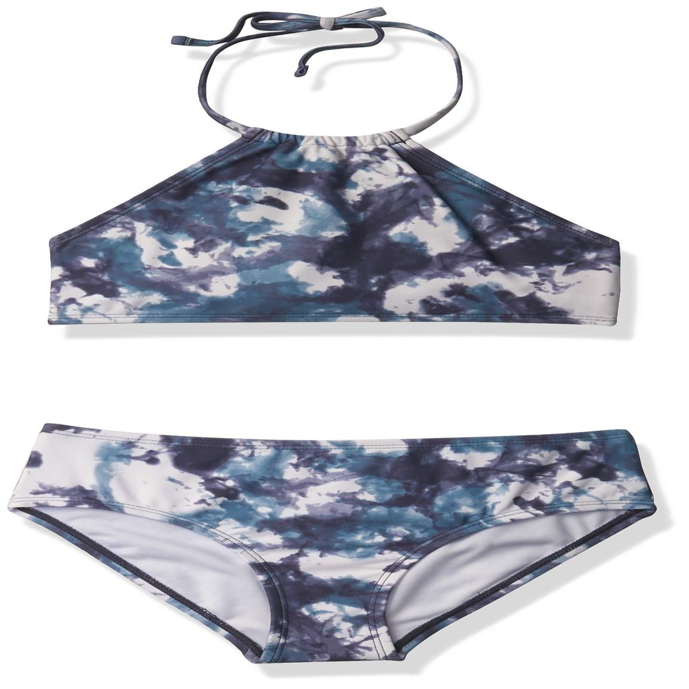 Kanu Surf Girls, Mahina UPF 50+ Beach Sport Halter Bikini 2-Piece Swimsuit, Seafoam Denim, 14