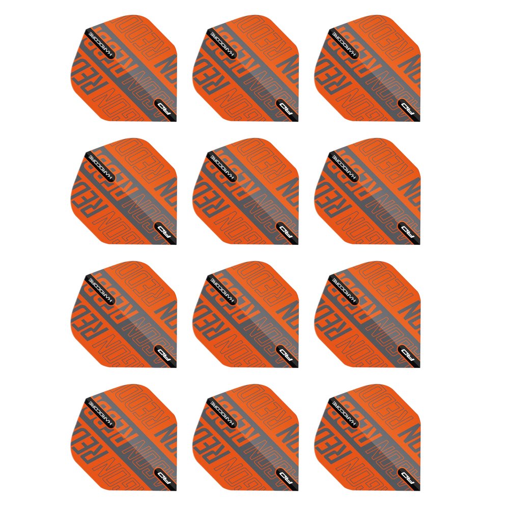 RED DRAGON Hardcore XT Orange and Black Dart Flights - 4 Sets Per Pack (12 Dart Flights in Total)