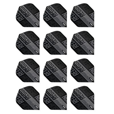RED DRAGON Hardcore XT Black and Grey Dart Flights - 4 Sets Per Pack (12 Dart Flights in Total)