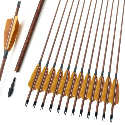 RUOERSI 28 Inch/30 Inch Carbon Archery Arrows, 500 Spine with 4 Inch Turkey Feather Fletching, Removable Tips Hunting and Target Practice Arrows for Compound Bow and Recurve Bow, 12 Pcs (30 Inch)