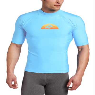 Kanu Surf mens Mercury Upf 50+ Short Sleeve Sun Protective Rashguard Swim Rash Guard Shirt, Bermuda Alaska Blue, X-Large US