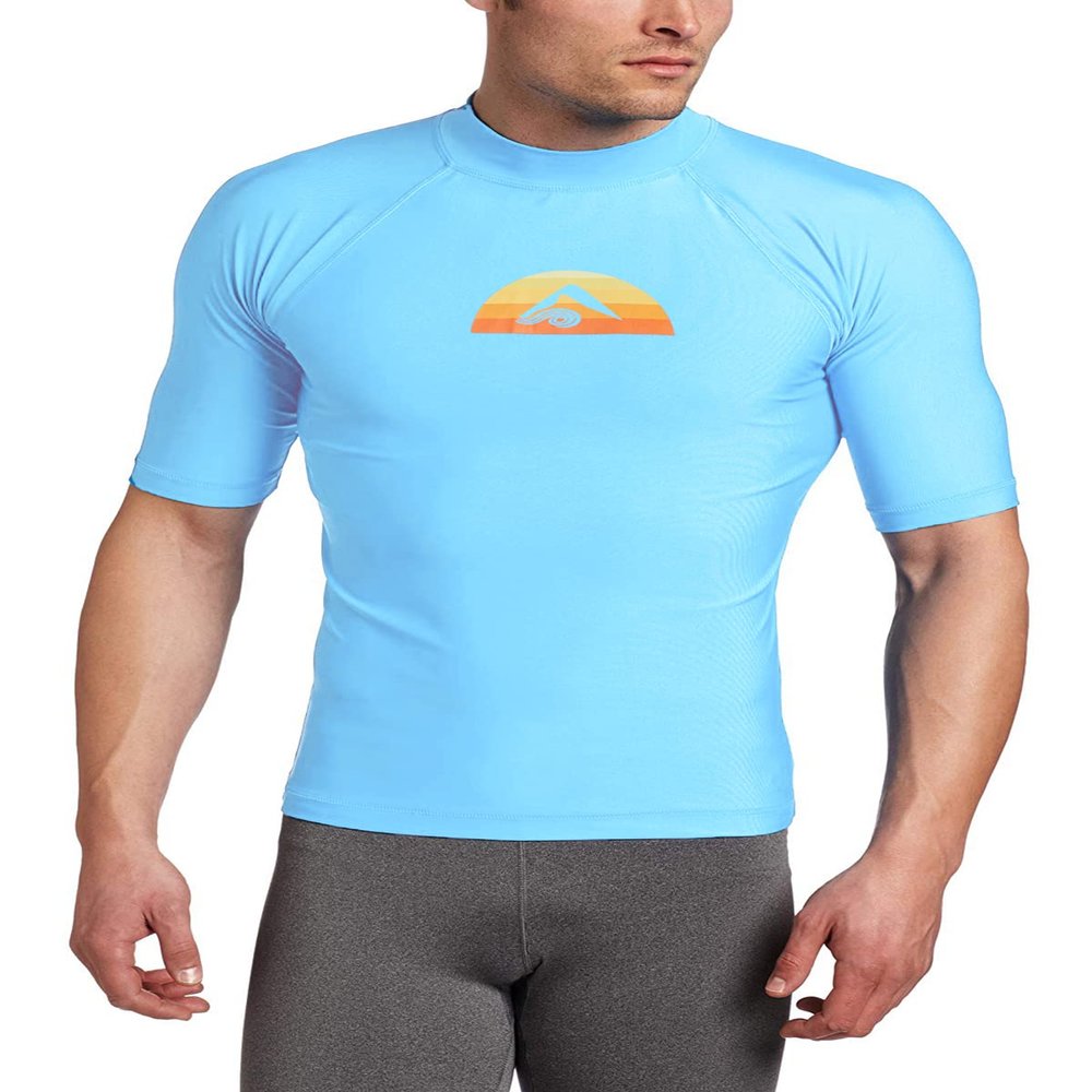 Kanu Surf mens Mercury Upf 50+ Short Sleeve Sun Protective Rashguard Swim Rash Guard Shirt, Bermuda Alaska Blue, X-Large US