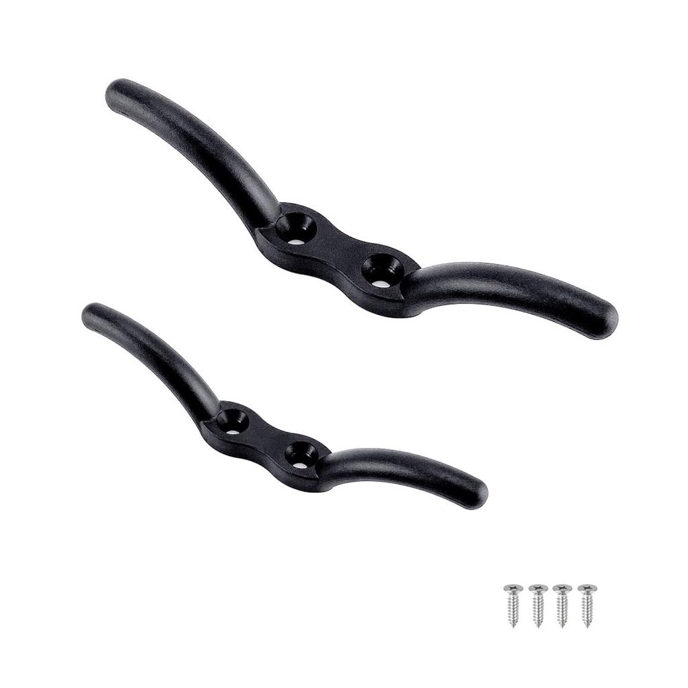 2 Pcs 6" Nylon Black Rope Cleat Marine Grade