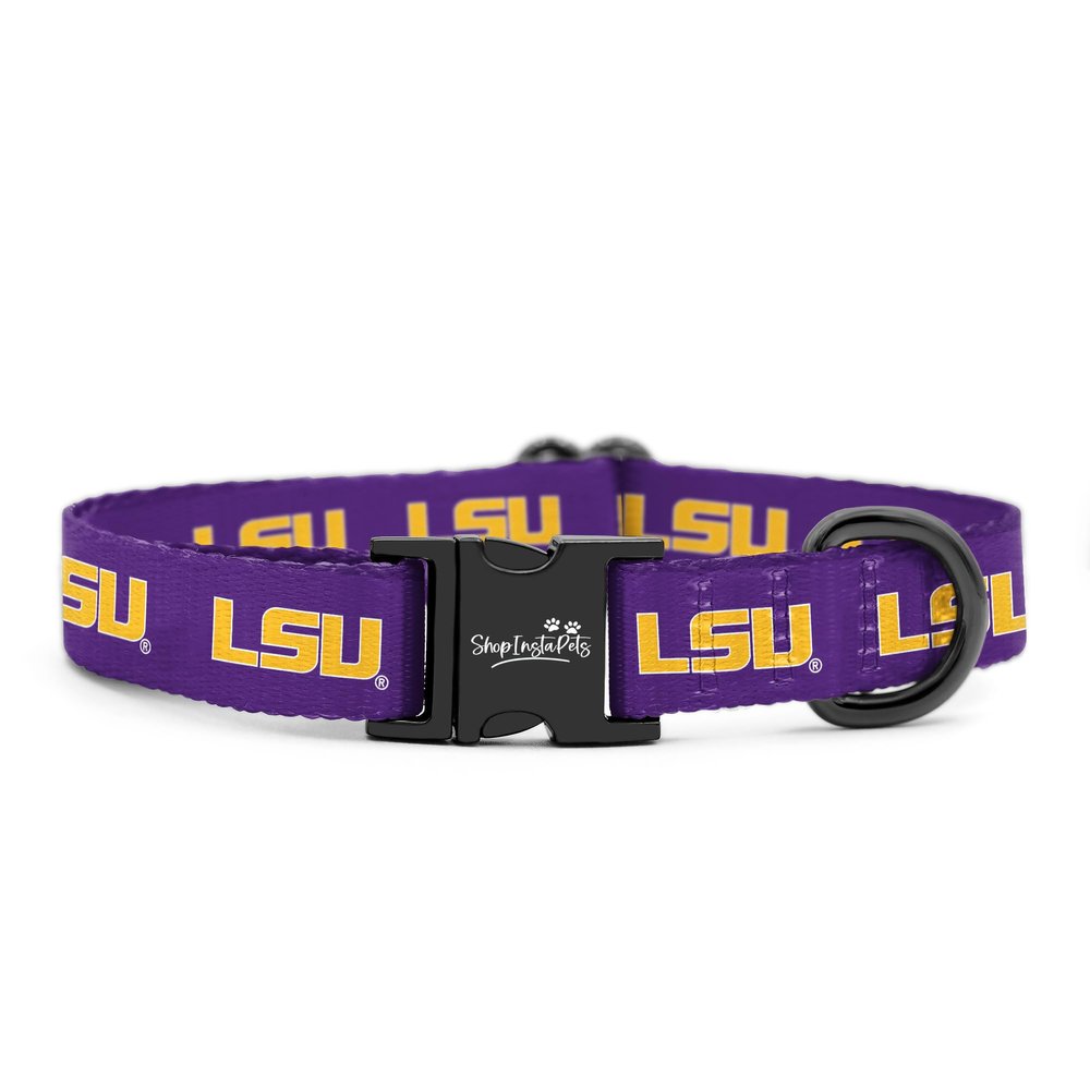 LSU Tigers Adjustable Dog Collars and Leashes | Fits Pets Officially Licensed (Medium Collar)