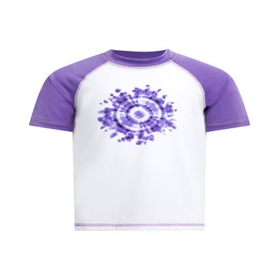 Kanu Surf Girls' Karlie UPF 50+ Sun Protective Rashguard Swim Shirt, Groovy White/Purple, 10