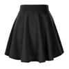 Afibi Casual Mini Stretch Waist Flared Plain Pleated Skater Skirt (XX-Large, Black) view 1