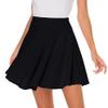Afibi Casual Mini Stretch Waist Flared Plain Pleated Skater Skirt (XX-Large, Black) view 2
