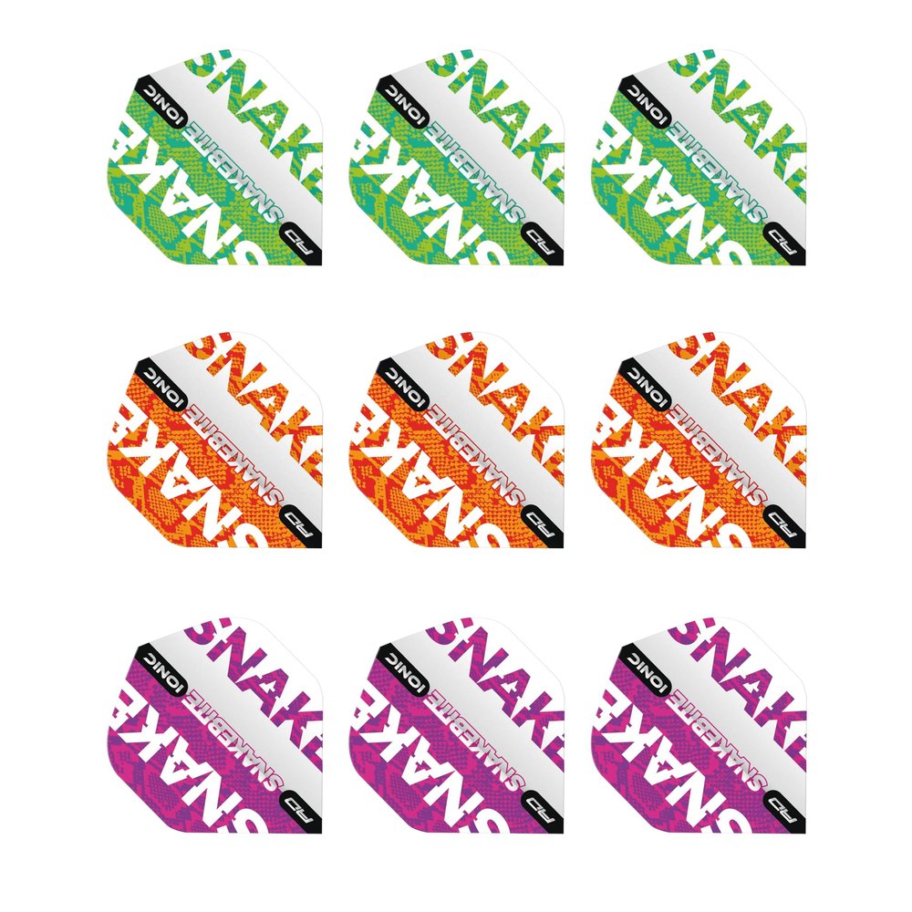 RED DRAGON Hardcore Snakebite Ionic Dart Flight Selection Pack - 3 Sets Per Pack (9 Dart Flights in Total)