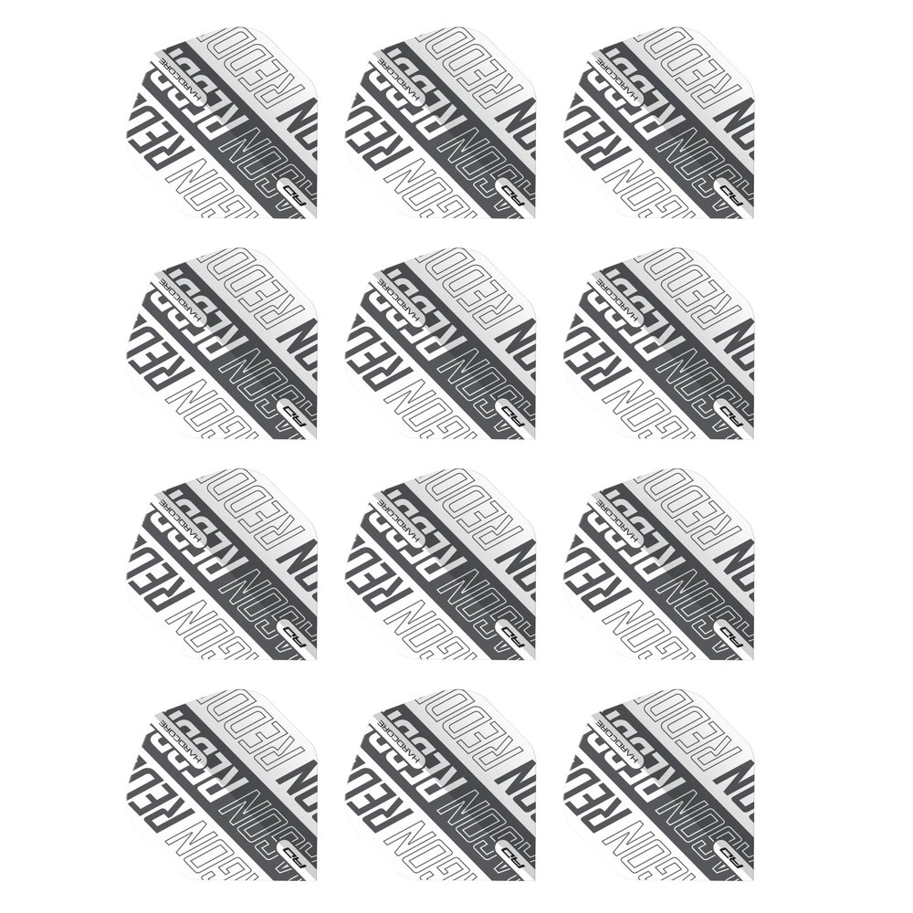 RED DRAGON Hardcore XT White and Grey Dart Flights - 4 Sets Per Pack (12 Dart Flights in Total)