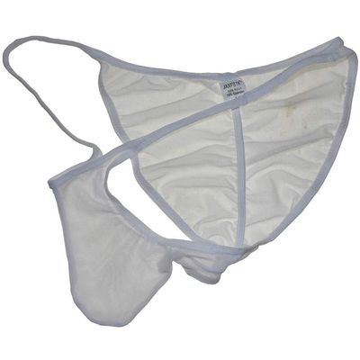 JAXFSTK Men Slinky Brazilain Bikini Briefs Underwear Ruched Back Sheer Cheeky Briefs White XL
