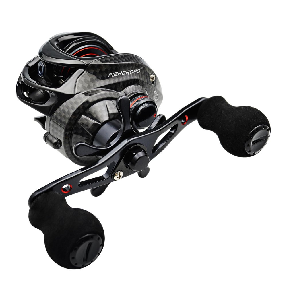 FISHDROPS Baitcaster Reels, 9+1BB, CNC Aluminum Spool, Magnetic Brake System Bait Caster Reel High Speed Gear Ratio 7.0:1 Ultra Smooth Low Profile Baitcasting Fishing Reel