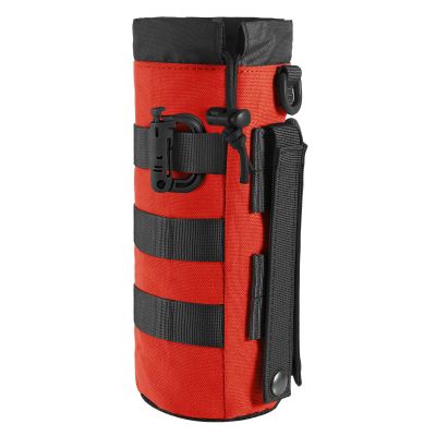 FRTKK Tactical MOLLE Water Bottle Pouch with Drawstring Open Top & Mesh Bottom, Military Water Bottle Holder Bag Sports Travel Hydration Carrier (Red-1 Pack)