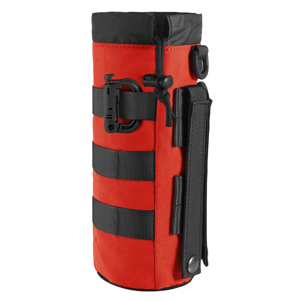 FRTKK Tactical MOLLE Water Bottle Pouch with Drawstring Open Top & Mesh Bottom, Military Water Bottle Holder Bag Sports Travel Hydration Carrier (Red-1 Pack)