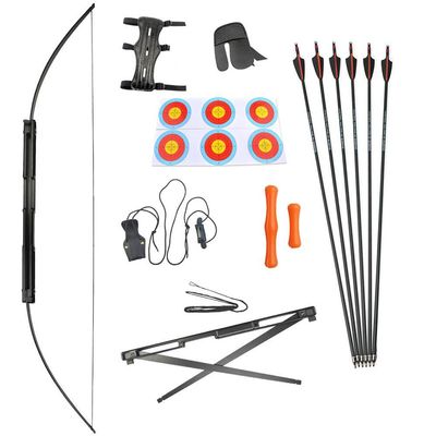 AMEYXGS Archery Longbow kit 55lbs Portable Hunting Bow Metal Riser Straight Bow for Shooting Practice Competition Left Right Hand (Bow+Accessories, 55lbs)