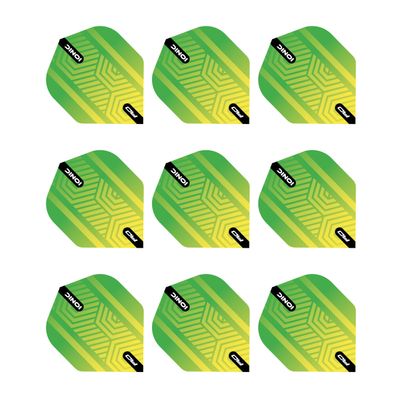 RED DRAGON Hardcore Ionic Green and Yellow Dart Flights - 3 Sets Per Pack (9 Dart Flights in Total)
