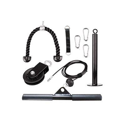 qiuqiu 9PC Fitness LAT and Lift Pulley System, Cable Machine with Upgraded Loading Pin for Triceps Pull Down, Biceps Curl, Back, Forearm, Shoulder-Home Gym Equipment