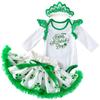 AGQT Baby Girls St. Patricks Day Outfit Newborn 1st Letter Long Sleeve Shamrock Romper+ Tutu Skirt+ Headband 3Pcs Infant Dress 12-24M view 1