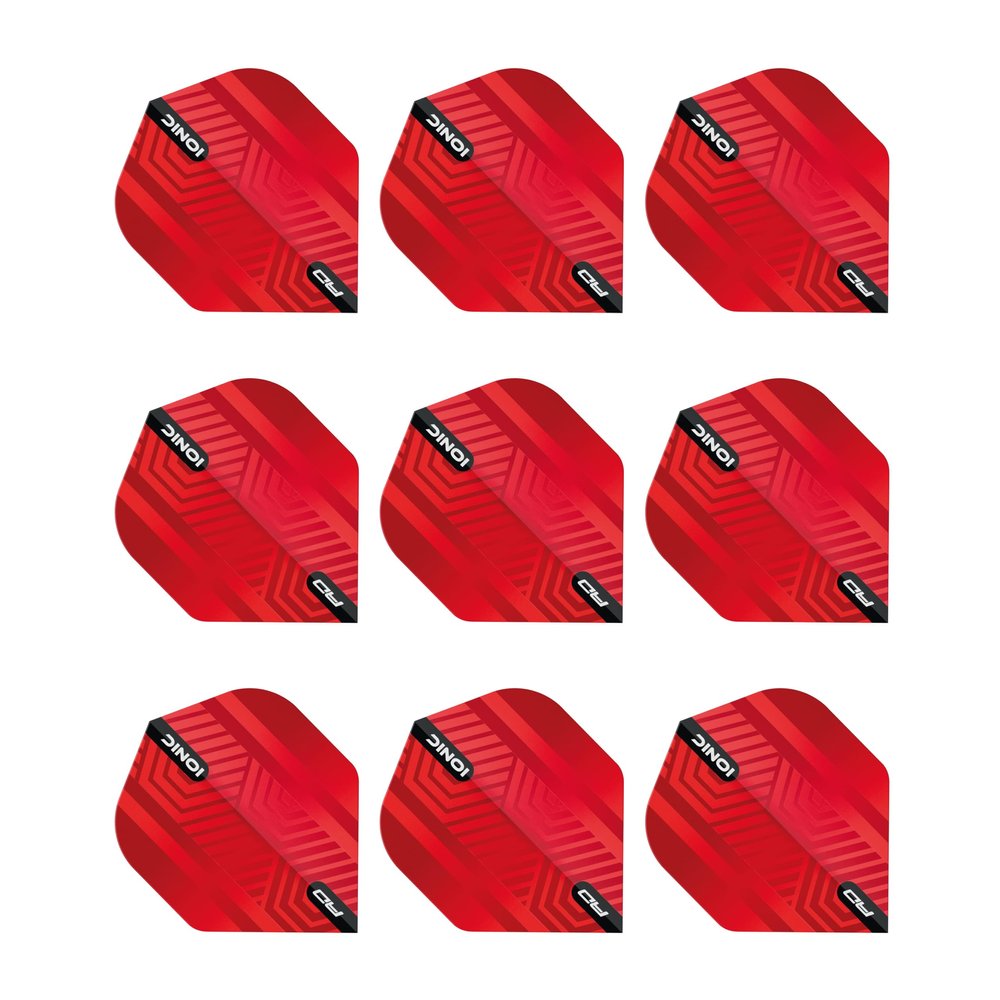RED DRAGON Hardcore Ionic Red Dart Flights - 3 Sets Per Pack (9 Dart Flights in Total)
