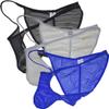 JAXFSTK Men Slinky Brazilain Bikini Briefs Underwear Ruched Back Sheer Cheeky Briefs 3-Pack Black White Blue XL view 1