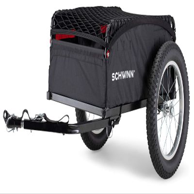 Schwinn Porter Bike Cargo Trailer, Holds up to 100 lb, Universal Coupler, Folding Frame, Quick-Release Wheels, 16-Inch Air-Filled Tires, Interior D-Rings, Schwinn Bike Trailer for Carrying Cargo