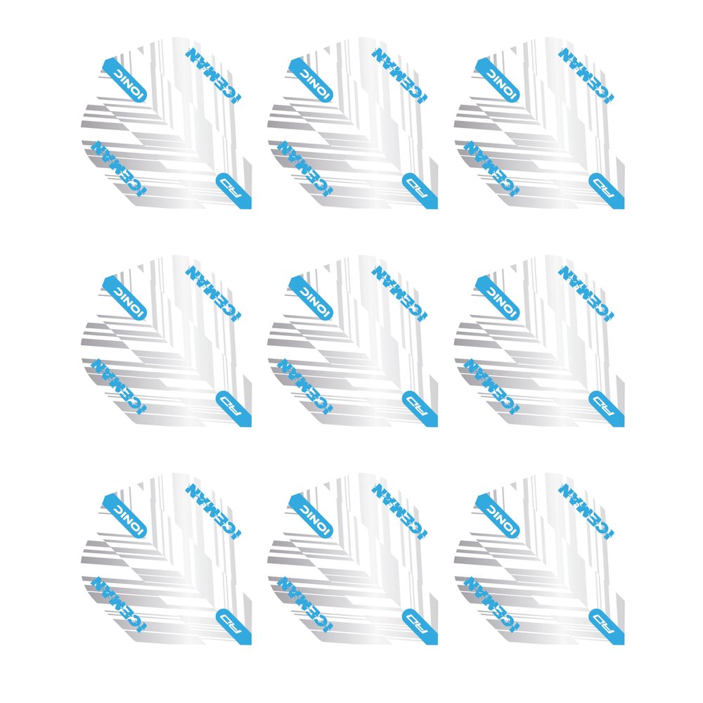 RED DRAGON Hardcore Gerwyn Price Ionic White and Blue Dart Flights - 3 Sets Per Pack (9 Dart Flights in Total)
