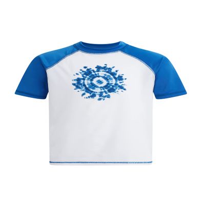 Kanu Surf girls Karlie Upf 50+ Sun Protective Rashguard Swim Rash Guard Shirt, Groovy White/Blue, 14-16 US