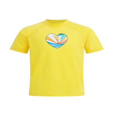Kanu Surf Girls' Karlie UPF 50+ Sun Protective Rashguard Swim Shirt, Sunrise Yellow, 10