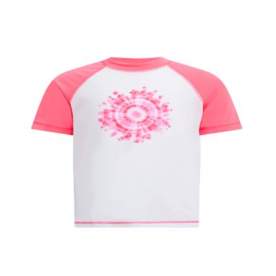 Kanu Surf Girls' Karlie UPF 50+ Sun Protective Rashguard Swim Shirt, Groovy White/Pink, 6