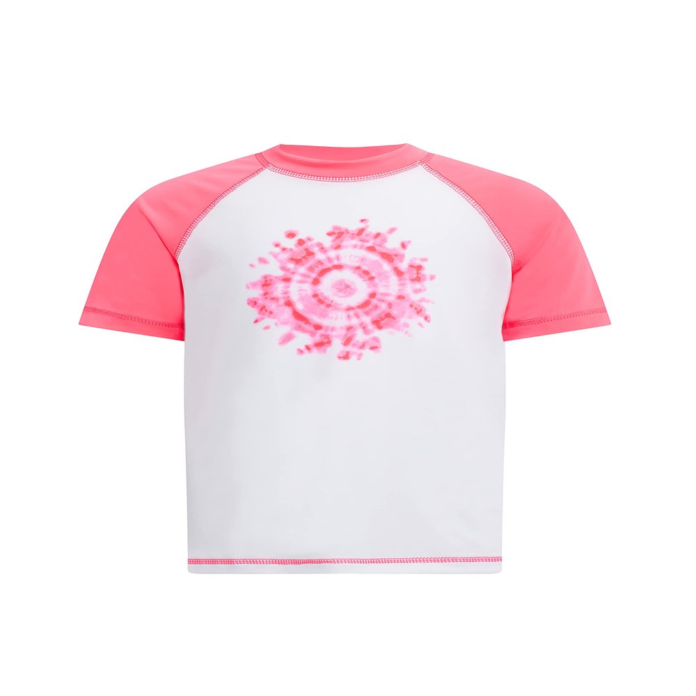 Kanu Surf Girls' Karlie UPF 50+ Sun Protective Rashguard Swim Shirt, Groovy White/Pink, 6