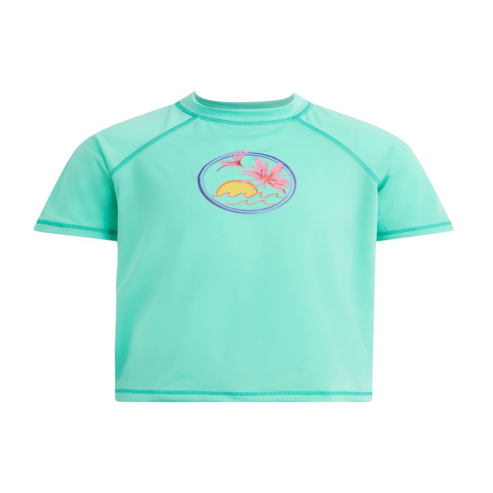 Kanu Surf Girls' Karlie UPF 50+ Sun Protective Rashguard Swim Shirt, Cool Breeze Ice Green, 10