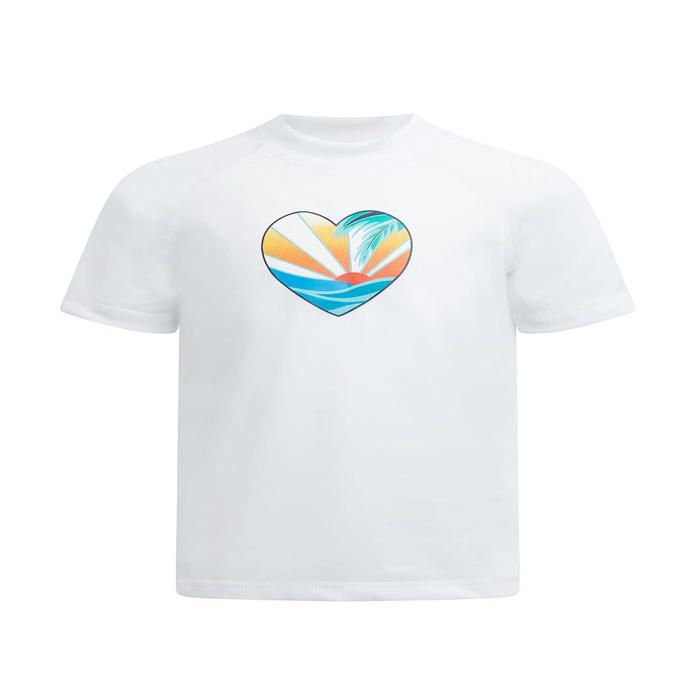 Kanu Surf Girls' Karlie UPF 50+ Sun Protective Rashguard Swim Shirt, Sunrise White, 14/16