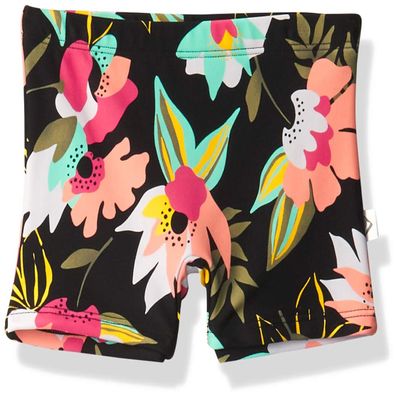 Kanu Surf Girls' Swimming Bottom UPF 50+"Boy Short, Tropical Dance Black, 8