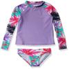 Kanu Surf Girls' Long Sleeve Rashguard UPF 50+ Two Piece Swim Set, Cool Breeze White, 5T view 1